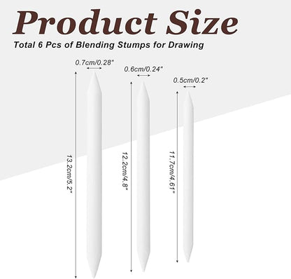 MECCANIXITY Blending Stumps for Drawing, Tortillions Paper Art Blenders Sticks Pencils Sketch Drawing Tools for Artist Charcoal Sketch Shading Oil Pastel (White, Pack of 3)