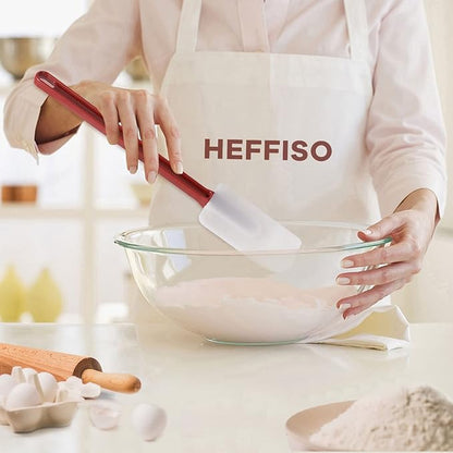 heffiso Silicone Rubber Spatula and Spoon Rubber Spatula Set of 3, High Heat Spatula Spoon, Commercial Spatula for Cooking, Commercial Rubber Spatula (9 Scrapers (9.5 Inches)), White