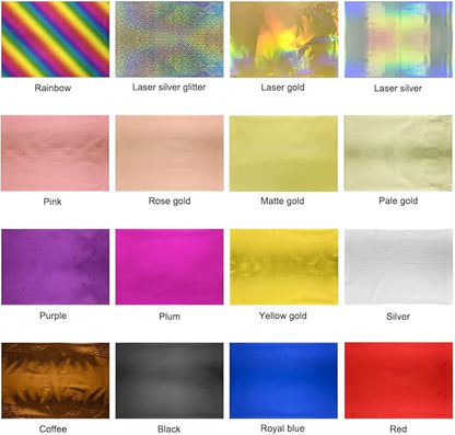 50 Sheets Toner Reactive Foil Sheet for Crafts Paper Holographic Heat Transfer Craft Foil Paper for Scrapbooking Stamping Cardstock Heat Transfer DIY Crafts Accessories 7.9 x 11.4inch-Rose Gold