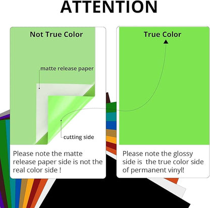 HTVRONT Green Permanent Vinyl, 12 Pack Lime Green Vinyl for Cutting Machine - 10 Glossy Lime Sheets 12" x 12"& 2 Transfer Tape Sheets for Craft Cutter, Party Decoration