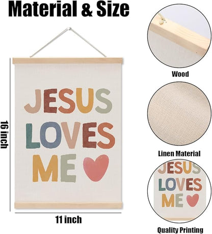Christian Decor Boho Poster Hanger, Jesus Religious Wall Decor, Christian Gifts Bible Verse Spiritual Gifts Wall Art Wall Hanging Banner Farmhouse Church Apartment Bedroom Kitchen Decor