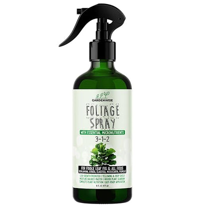 3-1-2 Fiddle Leaf Fig Foliar Spray - Plant Shine & Fertilizer - Premium Spray for Indoor Plants with Essential Nutrients - Fiddle Leaf Fig Plant Food & Fertilizer - Ready-to-Use (8 OZ)