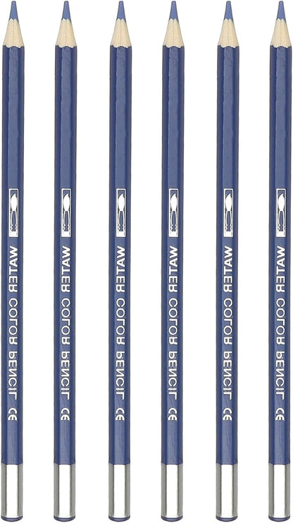 PATIKIL Watercolor Pencil, 6Pcs Water Soluble Pencils for Blending, Coloring, Sketch Drawing, Painting, Ocean Blue