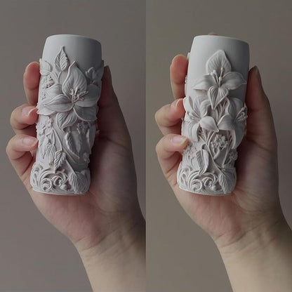Elegant Lily Embossed Candle Molds for Candle Making, 3D Flower Silicone Molds for Candle Soap Wax Resin Clay, Blooming Lily Chocolate Cake Fondant Molds, DIY Floral Art Craft Wedding Decor