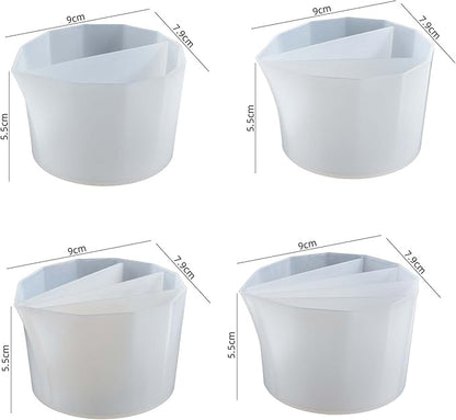 4pc Resin Split Cup Set - Silicone Portion Cups for Clay Mold, Candle Making & Craft Supplies - 3D Silicone Molds for Resin Casting