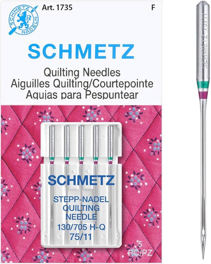 SCHMETZ Quilting Needles - Size 75/11, 5-Needle Cards, Pack of 5