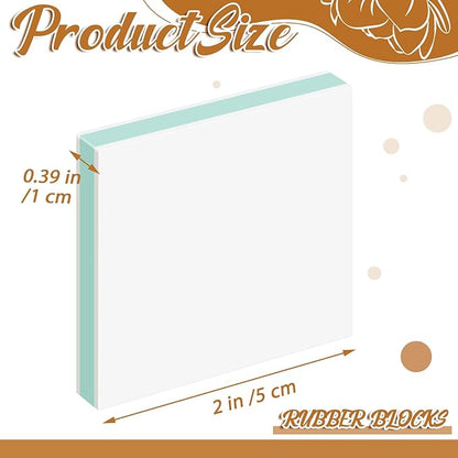 Frienda 12 Pcs 2" x 2" Rubber Carving Blocks Linoleum Blocks for Printmaking, Stamp Making, DIY Crafting, Scrapbook, Painting, Soft and Easy to Carve (White Green)