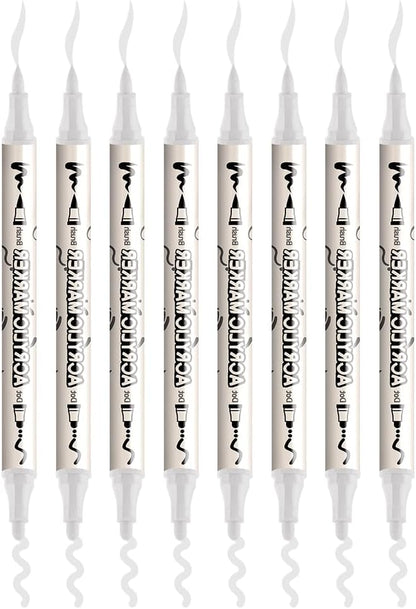 TRANSON 8 Pack White Brush and Bold Dual-tip Acrylic Paint Marker for DIY Glass Canvas Wood Leather Ceramic Rock Painting
