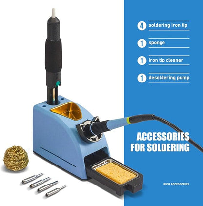 Soldering Iron Station Kit - 110V 60W Digital LED Soldering Station Temperature Adjustable 10 Minute Sleep Function Welding Tools for DIY Hobbyist/Professional Solder Jobs
