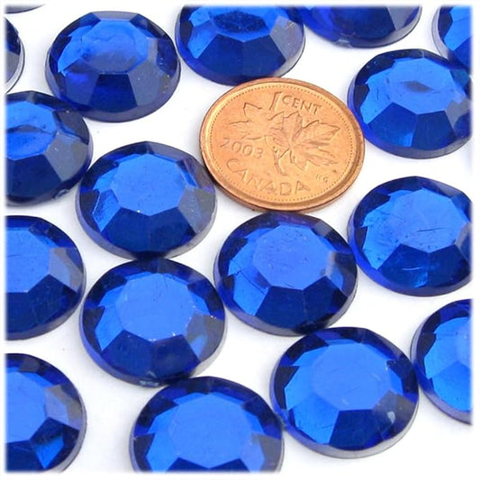 The Crafts Outlet 72pc Rhinestones Round 20mm - Flatback Royal Blue RBL