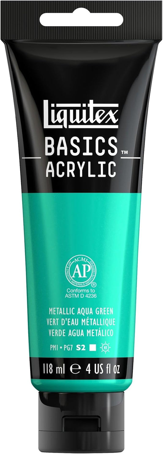 Liquitex BASICS Acrylic Paint, 118ml (4-oz) Tube, Metallic Aqua Green
