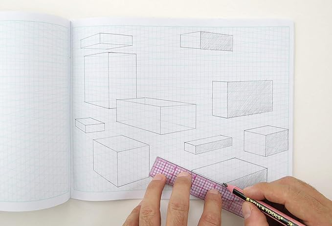 KOALA TOOLS | 2-Point Drawing Perspective Notebook (3 Pack) | 10.35" x 8", 60 pp. - Perspective Grid Graph Paper for Interior Design, Industrial, Architectural and 3d Design