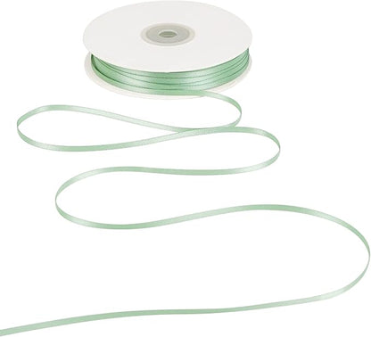 HUIHUANG Sage Green Ribbon 1/8 inch X100 Yards Roll Thin Satin Ribbon Double Face Craft Ribbon for Gift Wrapping DIY Bows Decoration Sewing and Invitation Card Hanging Tags