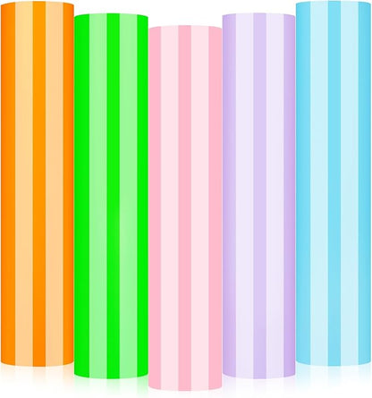 GIRAFVINYL Neon Permanent Vinyl 5 Sheets - 12”x12” Easy to Weed Bright Color Neon Permanent Adhesive Vinyl for Mugs, Sign, Banner,