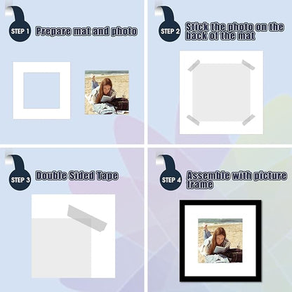 Mat Board Center, Pack of 20, 16x16 for 12x12 White Photo Picture Mats - Acid Free, 4-ply Thickness, White Core - for Pictures, Photos, Framing