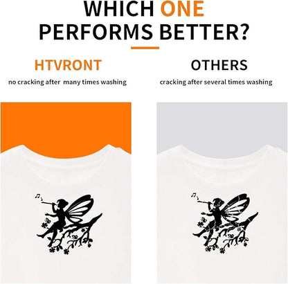 HTVRONT Black HTV Heat Transfer Vinyl Bundle: 24 Pack 12"x12" Iron on Vinyl Sheets for T-Shirt (1 PTFE Sheet Included), PU HTV Easy to Cut & Weed for Heat Design