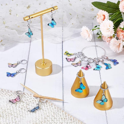 SUNNYCLUE 1 Box 20Pcs Stitch Markers Cute Butterfly Lobster Clasp Charms Crochet Stitch Marker Removable Knitting Stitch Markers Metal Crocheting Markers for Sewing Weaving Knit Threading DIY Craft