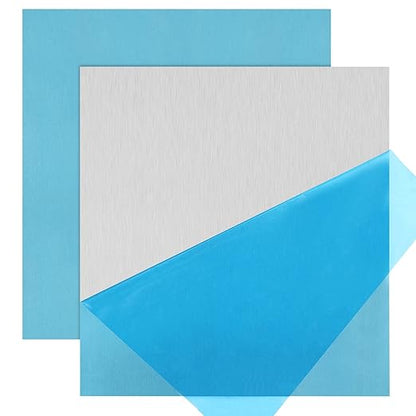 2Pack 6061 T651 Aluminum Sheet Metal 8 x 8 x 1/32(0.8MM) Inch Flat Plain Thin Aluminum Plate Covered with Protective Film, Heat Treatable Rectangle Aluminum Metal Plate for Crafting, DIY, Industrial