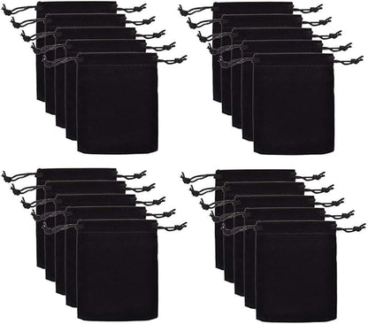 Colorsheng 20pcs 3.5 "X 4.5" Velvet Drawstring Cloth Jewelry Pouches Gift Candy Bags Wedding Headphones Bag (Black)