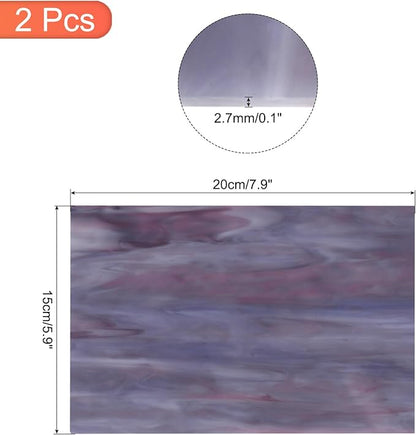 MECCANIXITY 2 Pcs Stained Glass Sheet Mosaic Tile 7.9 Inch x 5.9 Inch Dark Purple Stained Glass Sheets for Crafts DIY Art Project