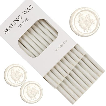 Pearl White Wax Seal Sticks, ONWINPOR 20pcs Glue Gun Wax Sealing Sticks for Wax Seal Stamp, Mini Glue Gun Wax Seal Sticks Suit for 0..28'' Glue Gun (Pearl White)