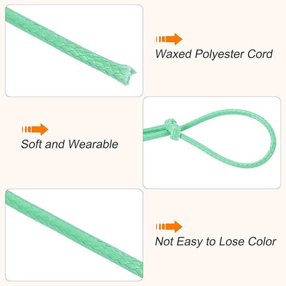 MECCANIXITY Waxed Cord 1.5mm Waxed Thread 87 Yard Wax String Leather Cord for Bracelet Making, Necklaces, Beading, Jewelry Making and DIY Crafts(Lake Blue)