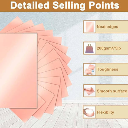 40 Sheets Pink Shimmer Cardstock 8.5 x 11 Crafts Paper, 75lb Heavyweight Card Stock Craft Paper for DIY Cards Making, Greeting Cards, Wedding Invitations, Menus