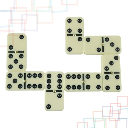 ERLLE - Dominoes Set, Premium Classic 28-Piece Double Six Domino Set with Wooden Case, Family & Kids Board Game, Mexican Train, Chicken Foot, and Classic Domino Games