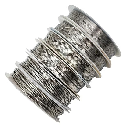 INSPIRELLE 6 Packs 304 Stainless Steel Craft Wire Mixed Sizes Bendable Metal Wire for Jewelry Craft Making for Beginner Practice