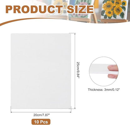 MECCANIXITY Canvas Boards for Painting, 8x10 Cotton Blank Primed Art Canvas Panels Acid-Free for Painting Supplies Oil Acrylic Tempera Watercolor Pouring Paint Artists(White, Pack of 10)