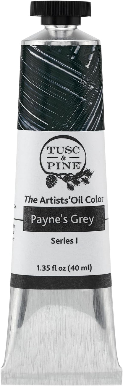 Tusc & Pine Artist Oil Paint - Payne's Grey, 40 ml, Non-Yellowing, Rich & Creamy Consistency, Maximum Pigment Load, Small Batch Milled Oil Paints Made in the USA for Professional Artists