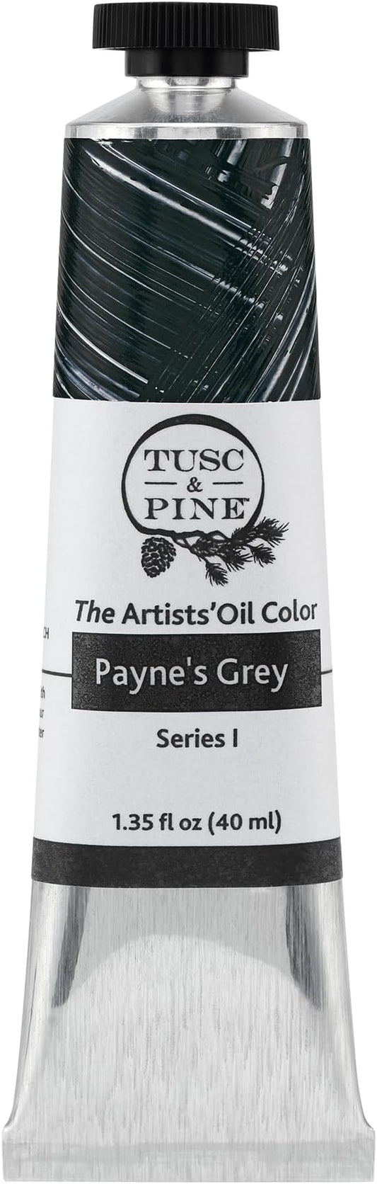 Tusc & Pine Artist Oil Paint - Payne's Grey, 40 ml, Non-Yellowing, Rich & Creamy Consistency, Maximum Pigment Load, Small Batch Milled Oil Paints Made in the USA for Professional Artists