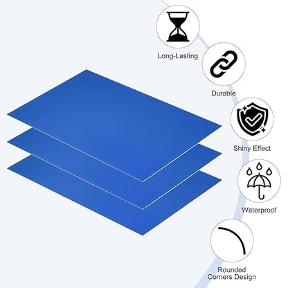PATIKIL 8x12 Inch Anodized Aluminum Sheet Metal, 3Pcs Laser Plates Engraving Blanks 0.5MM Thin Rectangle for Crafting DIY House Laser Engraving, Blue