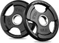 RitFit Olympic Rubber Grip Plates for Barbell, 2-Inch Weight Plates for Weightlifting and Strength Training in Home & Gym, Single, Pair and Sets(2.5/5/10/25/35/45 LB)