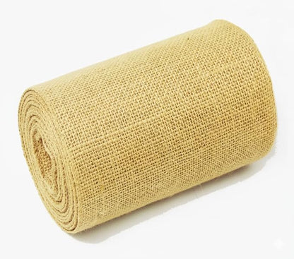 Natural Jute Burlap Ribbon (6" x 30 ft.) - Tight Weave Eco-Friendly Fabric for Crafts, Weddings & Decor