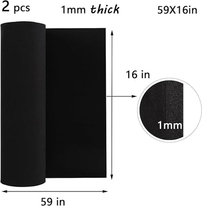 AMZQNART 2Pcs EVA Foam 1mm, Cosplay Foam 16x59 inch Black, High Density 90 kg/m³, for Craft Projects Cosplay Costumes, Fake Weapons, Decorations, Christmas, Easter, Thanksgiving, etc.