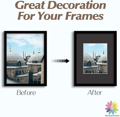 MBC MAT BOARD CENTER, 10 Pack 12x16 for 8x10 Black Picture Mats Frame Mattes, Bevel Cut, Acid Free, 4-ply Thickness
