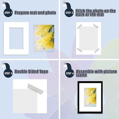 Mat Board Center, Pack of 10, 10x13 for 6x9 White Photo Picture Mats - Acid Free, 4-ply Thickness, White Core - for Pictures, Photos, Framing