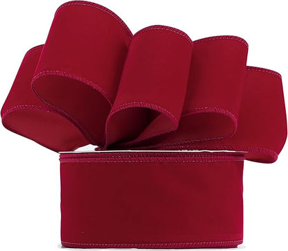 MEEDEE Red Velvet Ribbon - 2.5 Inch Wide, Wired, 25 Yards Spool - Velvet Christmas Ribbon for Tree, Wreaths, Bows