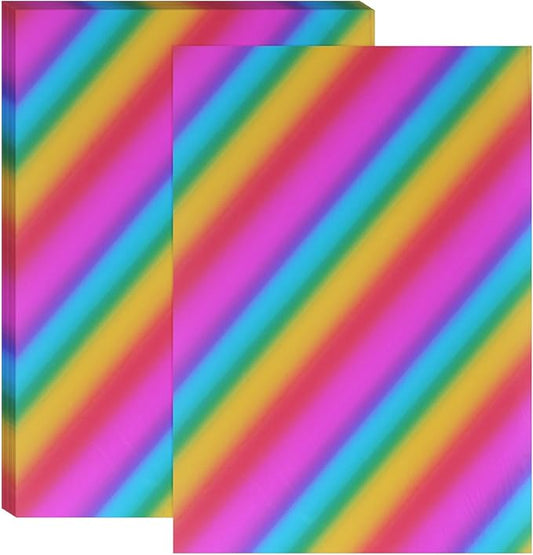 PATIKIL 11.7x8.3" Hot Stamping Foil Paper Sheet, 20 Sheets A4 Heat Transfer Hot Stamping Paper Foil for Leather DIY Logo Decor Craft Gift Package Scrapbook Card, Tilt Colorful