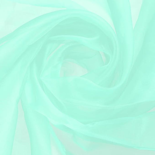 MECCANIXITY Iridescent Sheer Organza Fabric, 2 Yards x 59 Inches Solid Holographic Shiny Fabric Organza Cloth for Wedding, Curtains, Costume, Photo Background, Cyan
