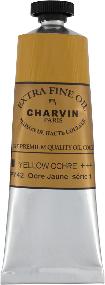 Charvin Extra Fine Oil Paint, Yellow Ochre 60 mL - Triple-Milled, Rich Texture, Poppy Oil-Based, Light-Fast, Handmade, Archival Quality