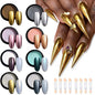 8 Jars Chrome Nail Powder Magic White Pearl Kit, Metallic Mirror Effect Holographic Glitter Iridescent Aurora Mermaid Pearl Pigment Dust Kit for Gel Polish Nail Art Decoration, Resin Craft