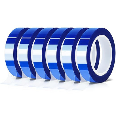 6 Rolls 10mm x16m(52FT) Blue Heat Tape High Temperature Heat Resistant Tape Heat Transfer Tape for Heat Sublimation Press Vinyl,No Residue