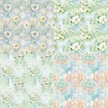 Vintage Green Floral Scrapbook Paper Pad Color Patterned Paper 6×6,24 Sheets Single-Sided Flower Scrapbooking CardStock Papers Pad for Holiday Cardmaking DIY Origami Journaling.