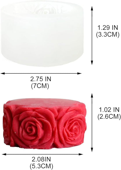 Rose Flower Column Candle Molds Day Cylinder Resin Casting Mold for Candle Making Resin Casting Silicone Mold for DIY Candle Making Polymer Clay Craft Plaster