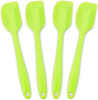 Silicone Spatula 4-piece Set, Heat-Resistant Non-stick Rubber Spatulas with Stainless Steel Core, Green