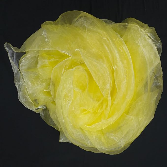 Two-Tone Iridescent Holographic Organza Fabric - 5.5 Yards by The Yard | Lightweight Sheer Tulle | for Wedding Dresses, Party Decor, DIY Crafts, Shiny Backdrops(Shimmery ICY Yellow)