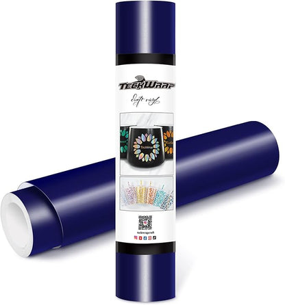 TECKWRAP Matte Navy Blue Adhesive Vinyl Roll 12" x 10ft Matte Blue Permanent Vinyl for Decals, Signs, Scrapbooking, DIY Home Decor, Indoor & Outdoor Use
