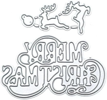 Metal Cutting Dies DIY Merry Christams Embossing Stencil Template Scrapbooking Card Making Mold Photo Album Arts Crafts Tools (Merrry Christmas-6.6x6.3cm)
